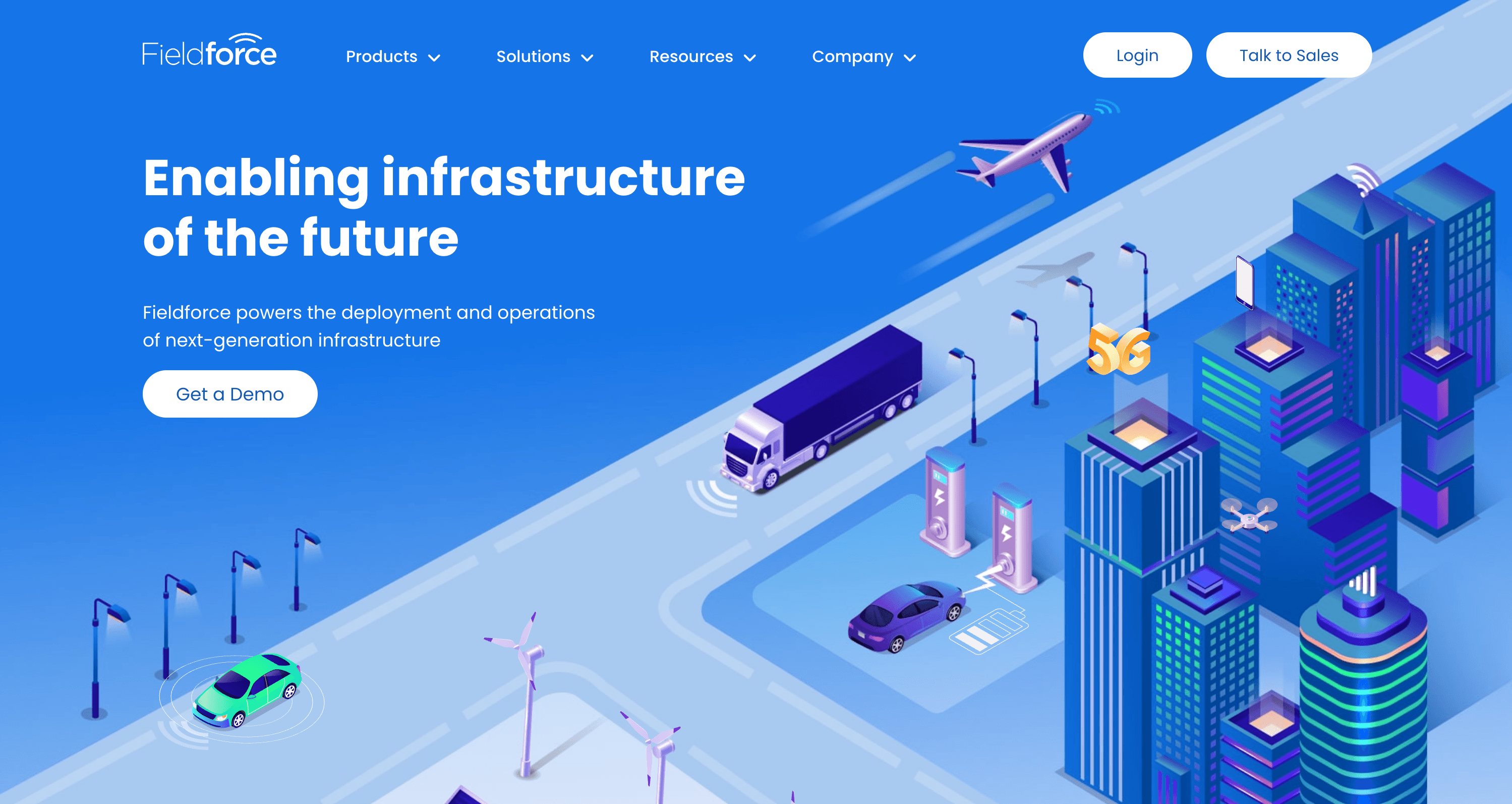 Fieldforce website hero showing next-generation infrastructure