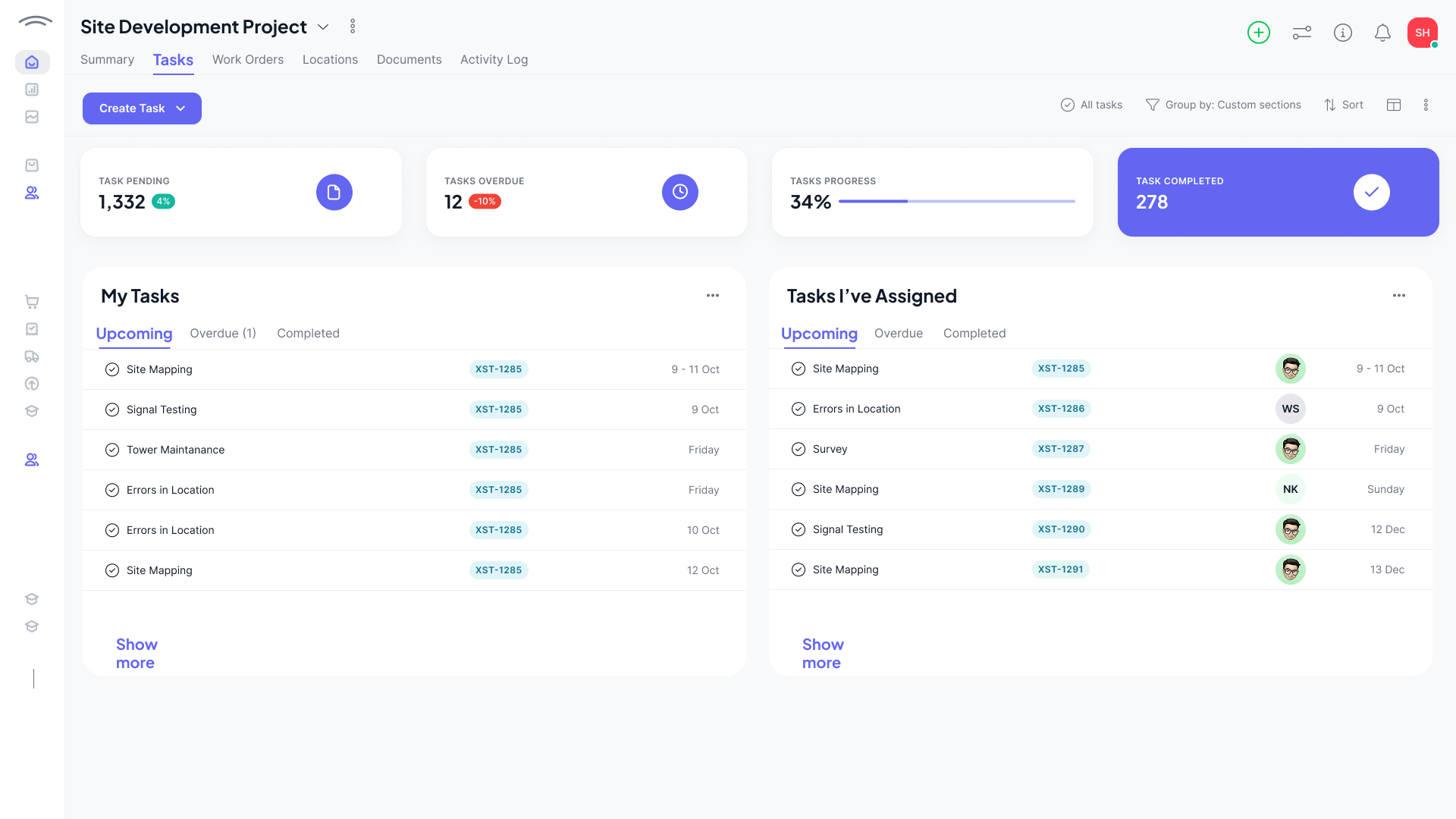 Fieldforce project task interface redesigned by Augment